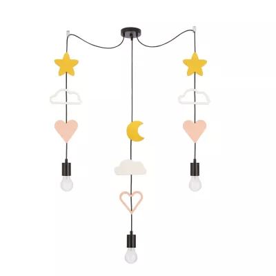 Dětské závěsné svítidlo MIRIDAM 1 - 3xE27, 20W, žluté / růžové / bílé