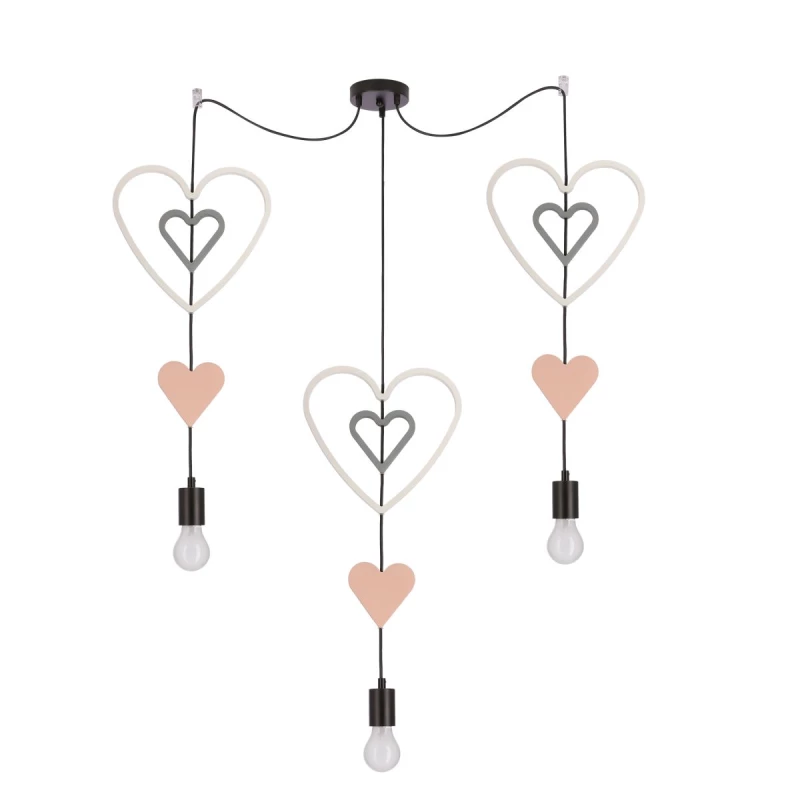 Dětské závěsné svítidlo MIRIDAM 2 - 3xE27, 20W, bílé / růžové / šedé