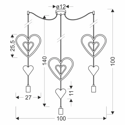 Dětské závěsné svítidlo MIRIDAM 2 - 3xE27, 20W, bílé / růžové / šedé