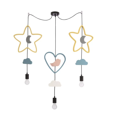 Dětské závěsné svítidlo MIRIDAM 5 - 3xE27, 20W, různobarevné