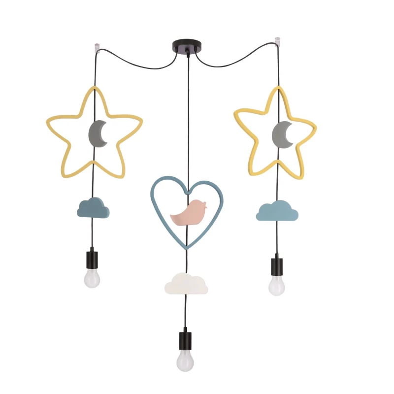 Dětské závěsné svítidlo MIRIDAM 5 - 3xE27, 20W, různobarevné