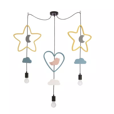 Dětské závěsné svítidlo MIRIDAM 5 - 3xE27, 20W, různobarevné