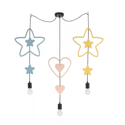 Dětské závěsné svítidlo MIRIDAM 6 - 3xE27, 20W, žluté / růžové / modré