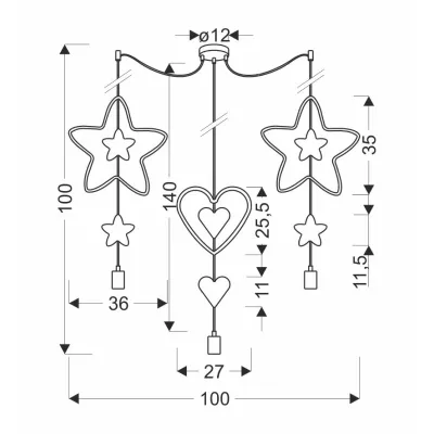 Dětské závěsné svítidlo MIRIDAM 6 - 3xE27, 20W, žluté / růžové / modré