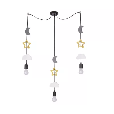 Dětské závěsné svítidlo MIRIDAM 4 - 3xE27, 20W, bílé / šedé / žluté