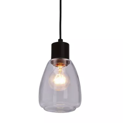 Moderní závěsné osvětlení MOLDO - 1xE27, 40W, černá / čiré sklo