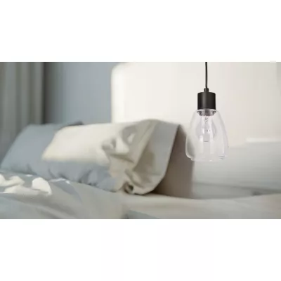 Moderní závěsné osvětlení MOLDO - 1xE27, 40W, černá / čiré sklo