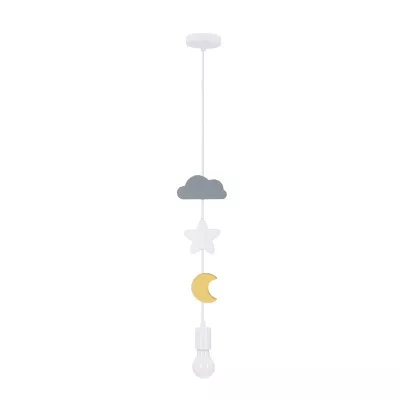 Závěsné dětské osvětlení MOON - 1xE27, 20W, šedé / žluté