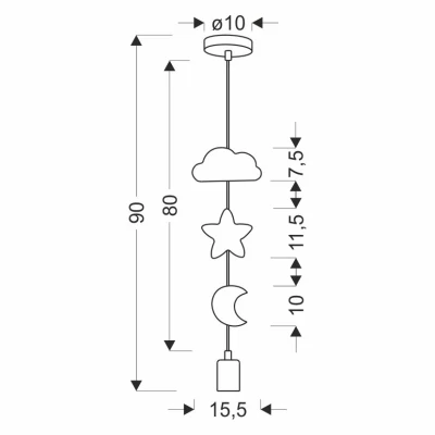 Závěsné dětské osvětlení MOON - 1xE27, 20W, šedé / žluté