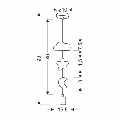 Závěsné dětské osvětlení MOON - 1xE27, 20W, šedé / žluté