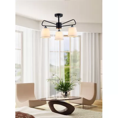 Závěsné tříramenné osvětlení MORLEY - 3xE14, 60W, černé / bílé