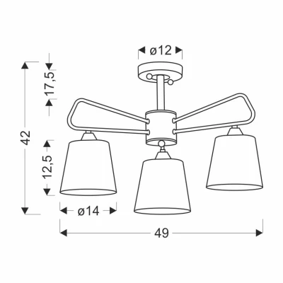 Závěsné tříramenné osvětlení MORLEY - 3xE14, 60W, černé / bílé