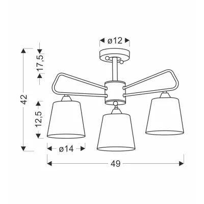 Závěsné tříramenné osvětlení MORLEY - 3xE14, 60W, černé / bílé