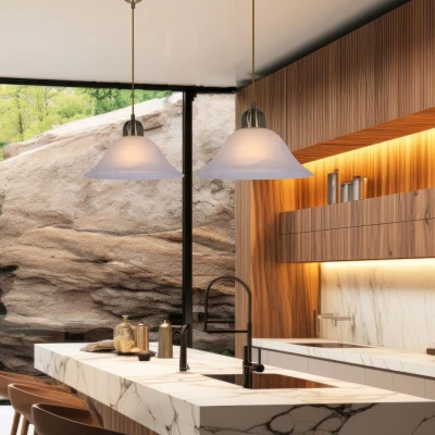 Závěsný lustr MOSS - 1xE27, 60W, patina / bílý