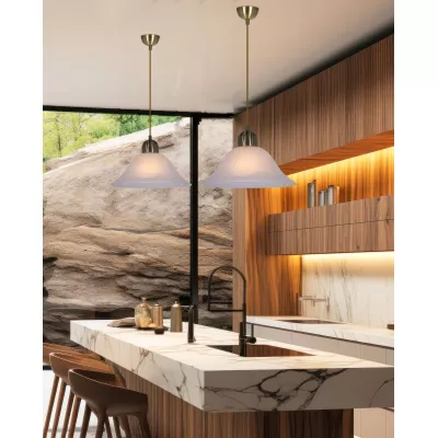 Závěsný lustr MOSS - 1xE27, 60W, patina / bílý