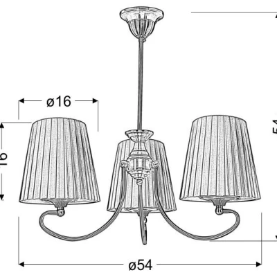 Závěsné tříramenné rustikální světlo MOZART - 3xE27, 60W, měděné / medové