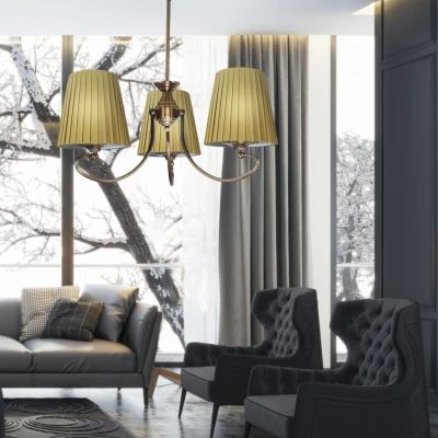 Závěsné tříramenné rustikální světlo MOZART - 3xE27, 60W, měděné / medové