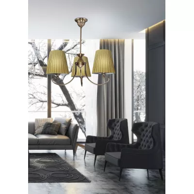 Závěsné tříramenné rustikální světlo MOZART - 3xE27, 60W, měděné / medové