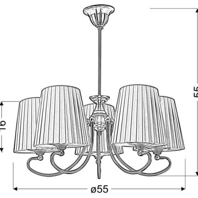 Závěsné pětiramenné rustikální světlo MOZART - 5xE27, 60W, měděné / medové