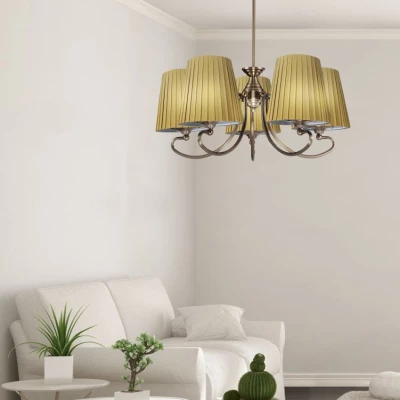 Závěsné pětiramenné rustikální světlo MOZART - 5xE27, 60W, měděné / medové