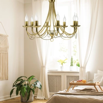 Klasický závěsný lustr na řetězu MUZA - 8xE14, 40W, patina