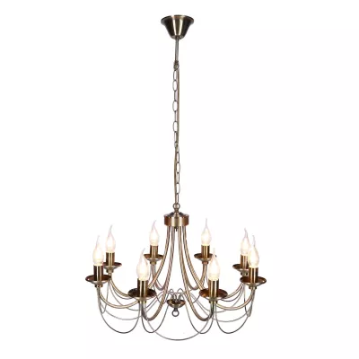 Klasický závěsný lustr na řetězu MUZA - 8xE14, 40W, patina