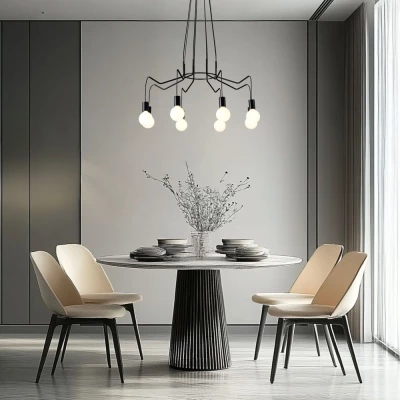 Závěsné designové osvětlení BASSO - 8xE27, 40W, matné černé