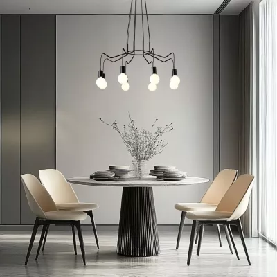 Závěsné designové osvětlení BASSO - 8xE27, 40W, matné černé