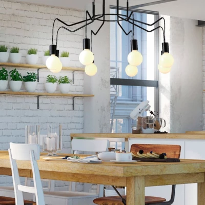 Závěsné designové osvětlení BASSO - 8xE27, 40W, matné černé