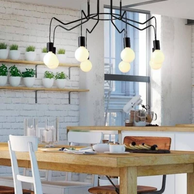 Závěsné designové osvětlení BASSO - 8xE27, 40W, matné černé