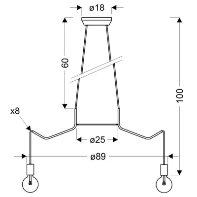 Závěsné designové osvětlení BASSO - 8xE27, 40W, matné černé