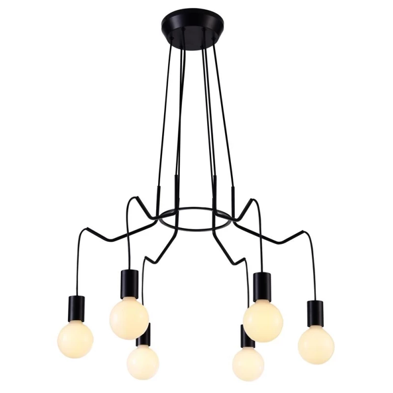 Závěsné designové osvětlení BASSO - 6xE27, 40W, matné černé