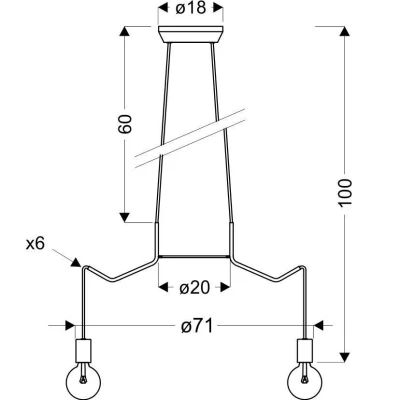 Závěsné designové osvětlení BASSO - 6xE27, 40W, matné černé