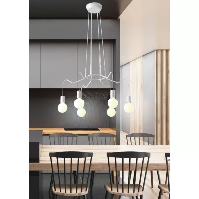 Závěsné designové osvětlení BASSO - 6xE27, 40W, matné bílé