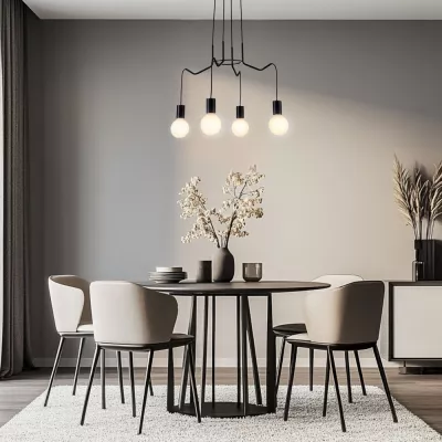 Závěsné designové osvětlení BASSO - 4xE27, 40W, matné černé