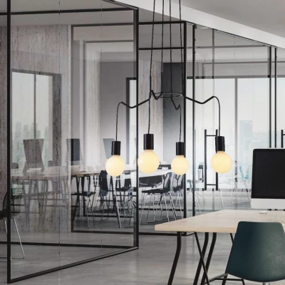 Závěsné designové osvětlení BASSO - 4xE27, 40W, matné černé