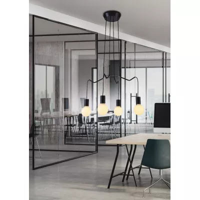 Závěsné designové osvětlení BASSO - 4xE27, 40W, matné černé