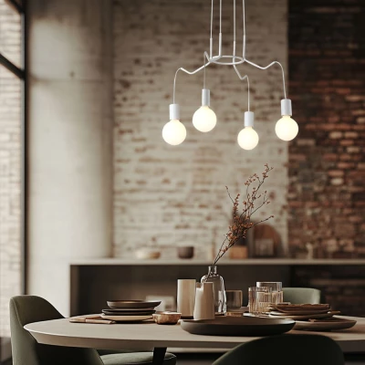 Závěsné designové osvětlení BASSO - 4xE27, 40W, matné bílé