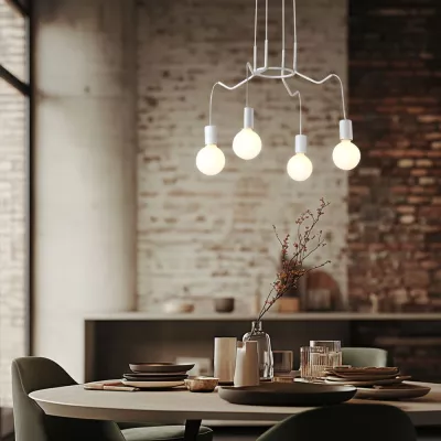 Závěsné designové osvětlení BASSO - 4xE27, 40W, matné bílé