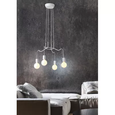 Závěsné designové osvětlení BASSO - 4xE27, 40W, matné bílé