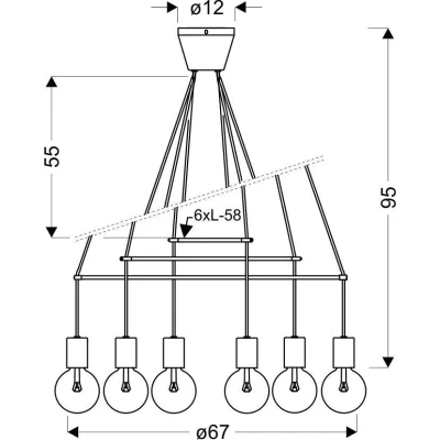 Industriální závěsné osvětlení ALTO - 6xE27, 40W, matné černé