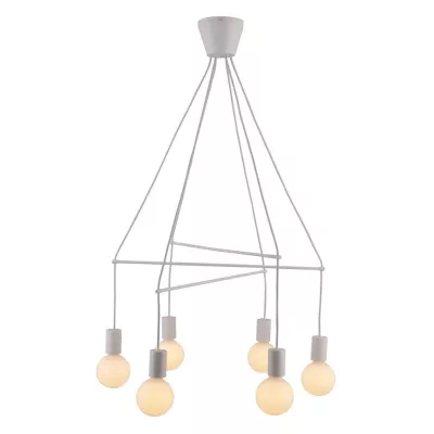 Industriální závěsné osvětlení ALTO - 6xE27, 40W, matné bílé