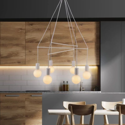 Industriální závěsné osvětlení ALTO - 6xE27, 40W, matné bílé