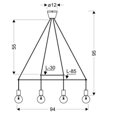 Industriální závěsné světlo ALTO - 4xE27, 40W, matné bílé