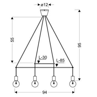 Industriální závěsné světlo ALTO - 4xE27, 40W, matné bílé