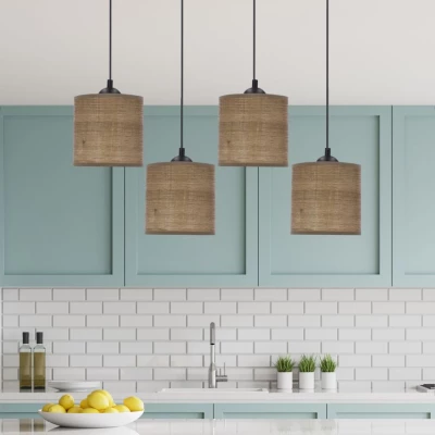 Skandinávské závěsné světlo and jídelní stůl LEGNO - 4xE27, 40W, ořech / černé