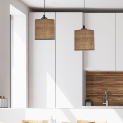 Skandinávské závěsné světlo and jídelní stůl LEGNO - 2xE27, 40W, ořech / černé