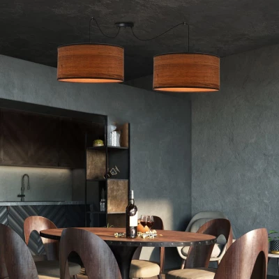 Skandinávské závěsné svítidlo LEGNO - 2xE27, 40W, dub / černé