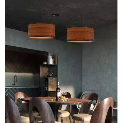 Skandinávské závěsné svítidlo LEGNO - 2xE27, 40W, dub / černé