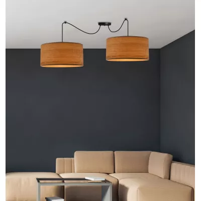 Skandinávské závěsné svítidlo LEGNO - 2xE27, 40W, ořech / černé